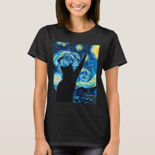 Camiseta Van Gogh Starry Night Cat Kitten