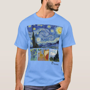 Camiseta Van Gogh Starry Night, Irises, quarto com presiden