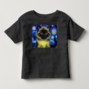 Camiseta Van Gogh Starry Night Siamese Cat
