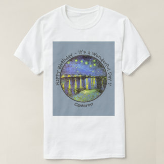 Camiseta Van Gogh Starry Night sobre os itens do partido Rh
