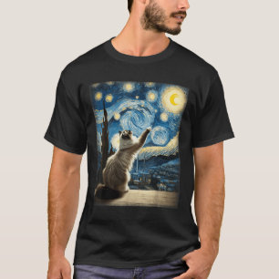 Camiseta Van Gogh Starry Night Style Artístico Ragdoll Cat