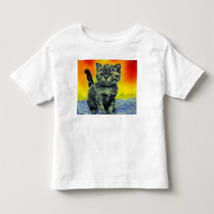 Camiseta Van Gogh Style Cat Sunset Beach