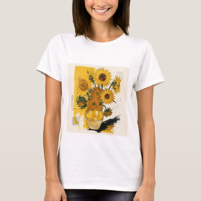 Camiseta Van Gogh Sunflowers Modern Remix (Frente)