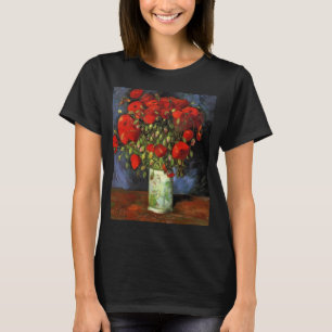 Camiseta Van Gogh Vase com Papa Vermelho, Vintage de Belas 