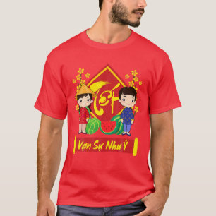 Camiseta Van Su Nhu Y   Crianças Vermelhas De Ano Novo Vie