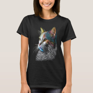 Camiseta Van Turco Gráfico colorido Gato Pai Mãe Mulheres