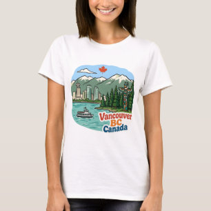 Camiseta Vancouver BC Canadá Poste Totem da Silhueta Fofa