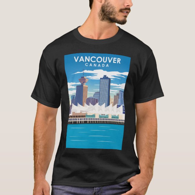Camiseta Vancouver Canada Vintage Poster de viagens mínimo (Frente)
