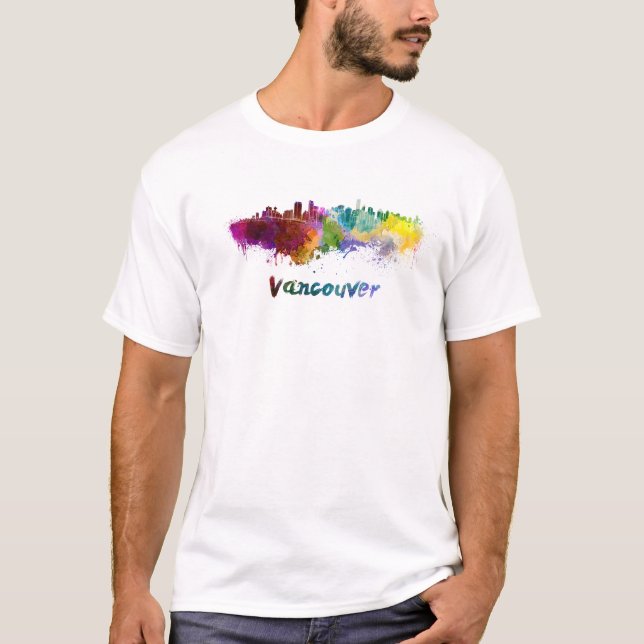 Camiseta Vancouver skyline in watercolor (Frente)