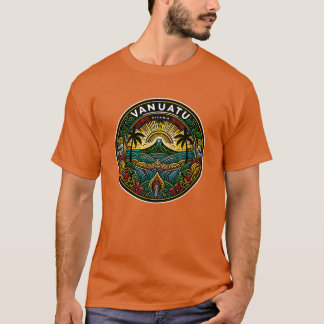 Camiseta Vanuatu Oceania Badge, Volcan Tropical Emblème