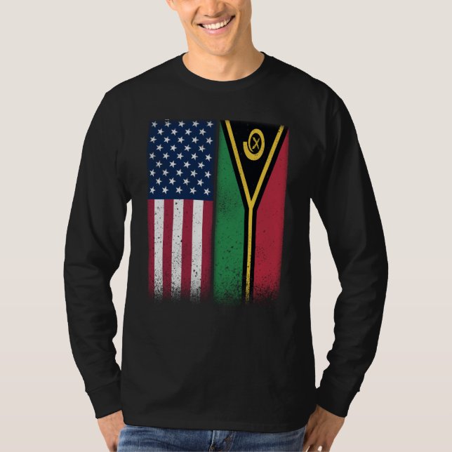 Camiseta Vanuatu Vanuatu American Flags Proud USA Vanuatu (Frente)