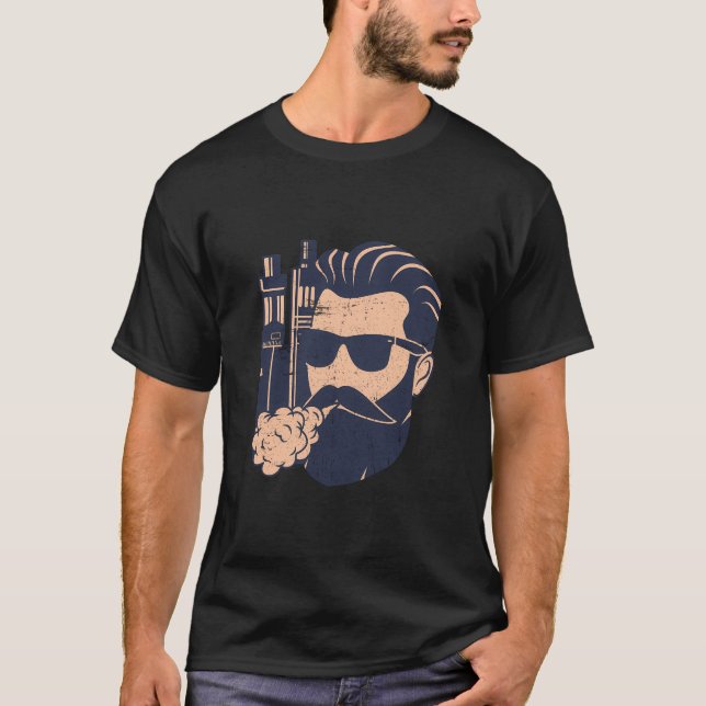 Camiseta Vape Vaping Bearded Man E-Cigarette (Frente)