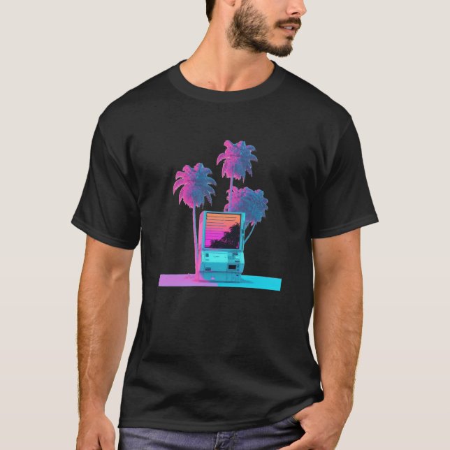 Camiseta Vaperwave Aestésico Tree Palm Tree Retrowave Syn (Frente)