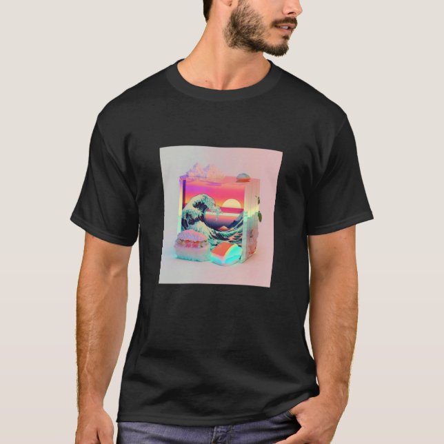 Camiseta Vaperwave Aestético Glitz Sushi Retrowave Synthwa (Frente)
