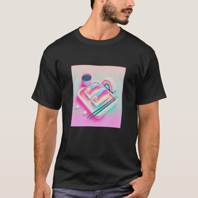 Camiseta Vaperwave Aestético Glitz Sushi Retrowave Synthwa (Frente)