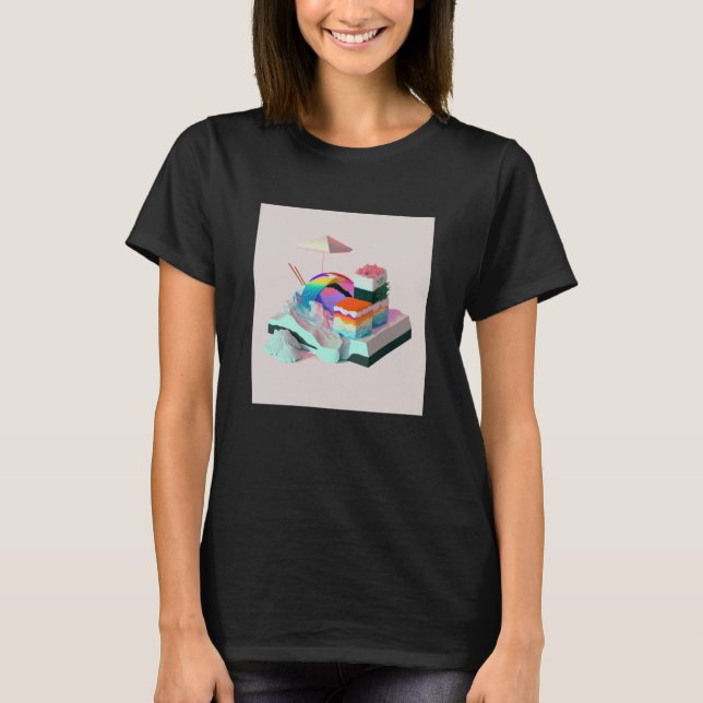 Camiseta Vaperwave Aesthetic Glitch Sushi Retrowave Synthwa (Frente)