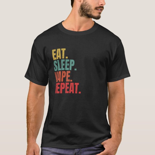 Camiseta Vaping Eat Sleep Vape Repeat Funny Chase Clouds Hu (Frente)