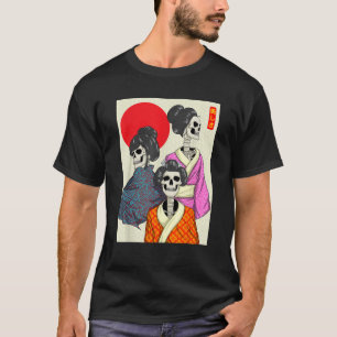 Camiseta Vapor95 Geisha Girl Skeletons Ascensão Sun Japonês