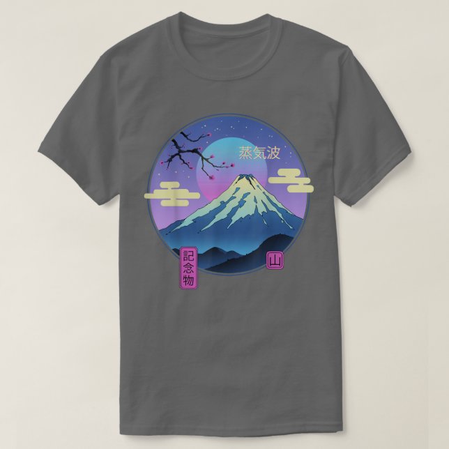 Camiseta Vapor Landscape Fuji Mountain Sakura Art Japonês (Frente do Design)