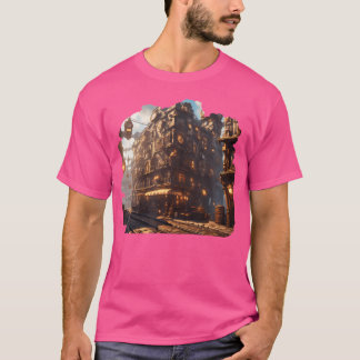 Camiseta Vapor Punk Mechanical City Steampunk City Aestheti