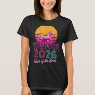 Camiseta Vaporwave 2026 Ano do Cavalo Lunar Cowgirl Zod