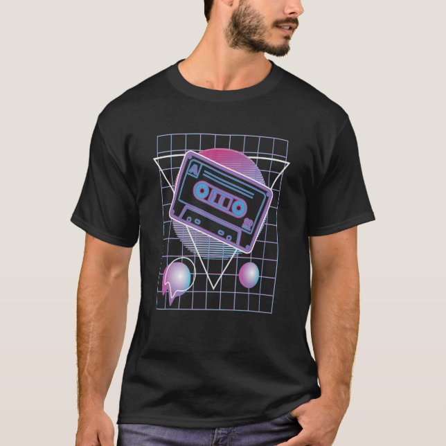 Camiseta Vaporwave 80s 90s Mixtape Cassette Tape Music Retr (Frente)