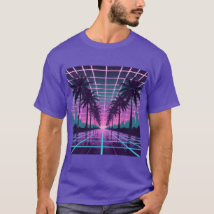 Camiseta Vaporwave 80s Neon Grid Synthwave Poster