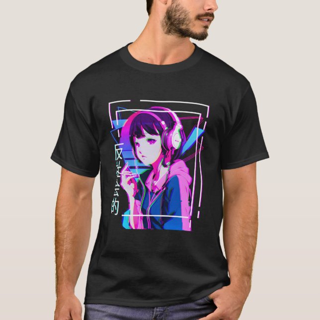 Camiseta Vaporwave Animy Girl Japonês Indie Alt Aestic (Frente)