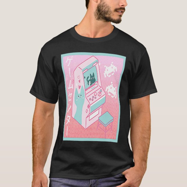 Camiseta Vaporwave Arcade Center Retro 80's 90's Japanese O (Frente)