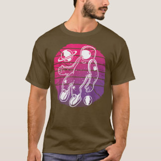 Camiseta Vaporwave astronaut floating net to some planets,
