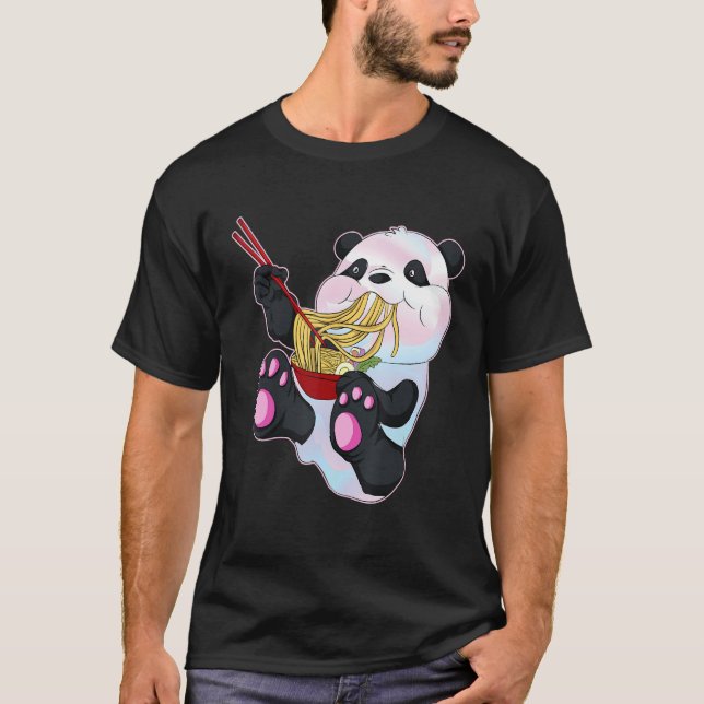 Camiseta Vaporwave Cute Panda Bear Pastel Gótico Ramen (Frente)