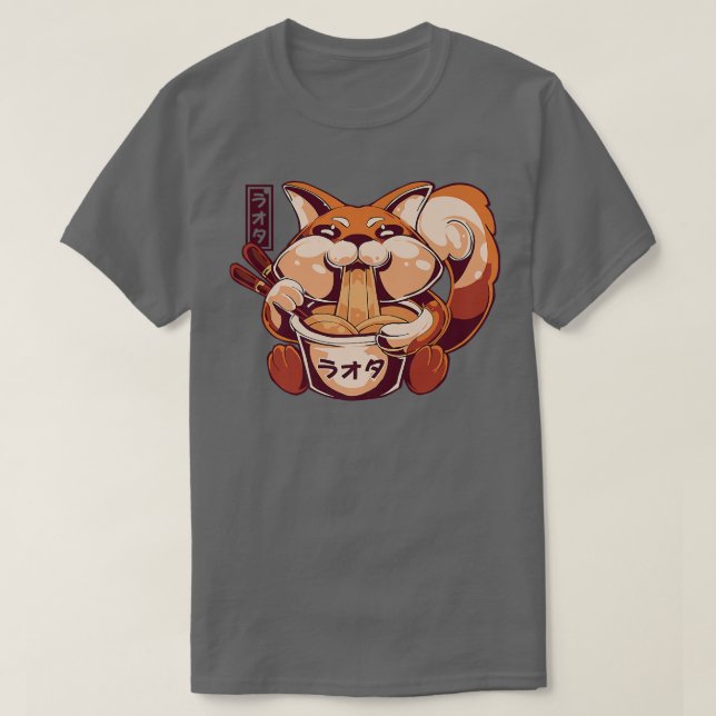 Camiseta Vaporwave Cute Shiba Inu Kawaii Ramen Japonês Noo (Frente do Design)