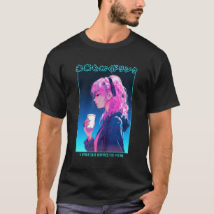 Camiseta Vaporwave Cyber Anime Girl Japonês Aestético Punk