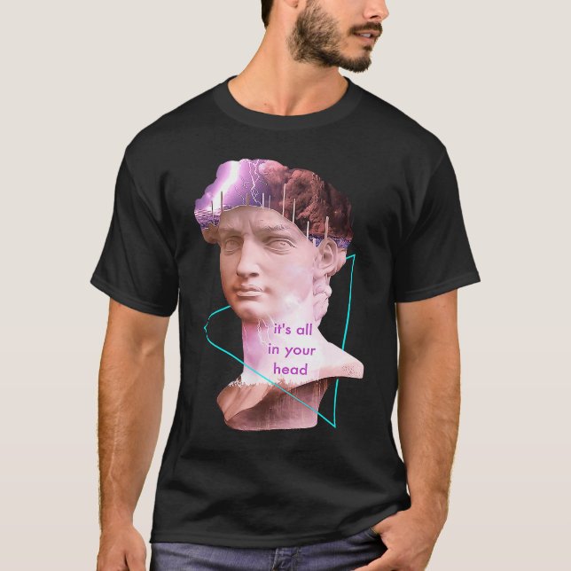 Camiseta Vaporwave David Statue It's All In Your Head Storm (Frente)