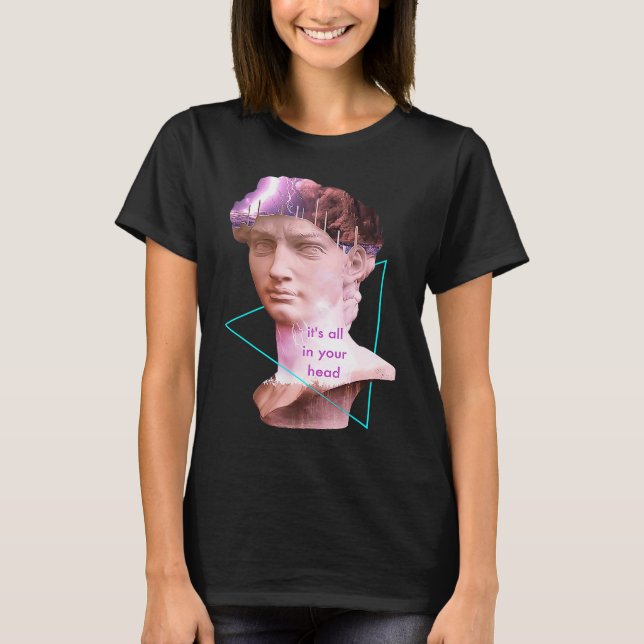 Camiseta Vaporwave David Statue It's All In Your Head Storm (Frente)