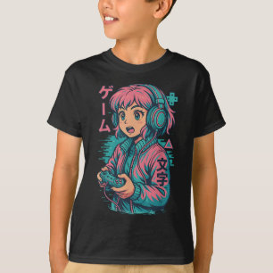 Camiseta Vaporwave Gamer Girl Japonês Art Anime Manga Grap
