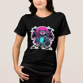 Camiseta Vaporwave Guaxinim Estética Retro dos Anos 80