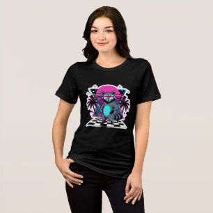 Camiseta Vaporwave Guaxinim Estética Retro dos Anos 80