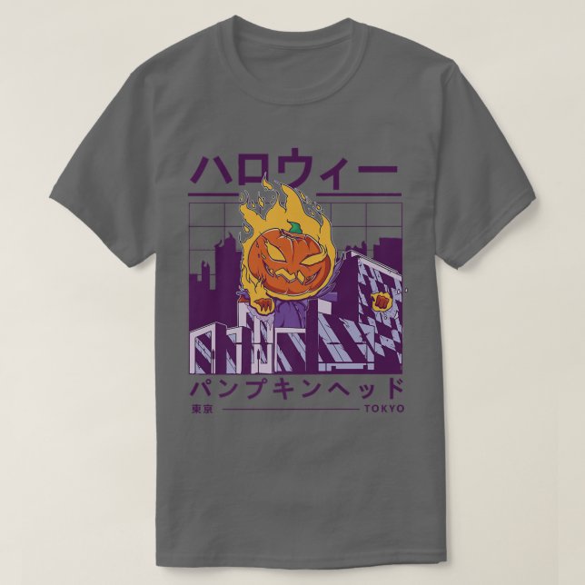 Camiseta Vaporwave Jackolantern Pumpkin Aesthetic Japanese  (Frente do Design)