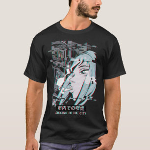 Camiseta Vaporwave Japan Street Fashion Smoking Anime