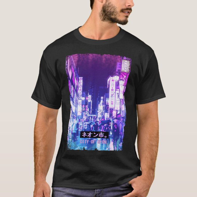 Camiseta Vaporwave Japan Street Fashion Tokyo City Rush (Frente)