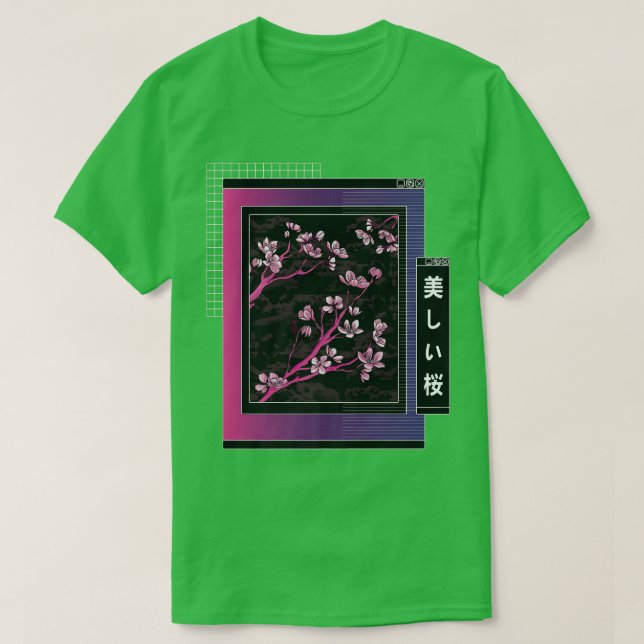 Camiseta Vaporwave Japan Style Cherry Blossom Saku (Frente do Design)