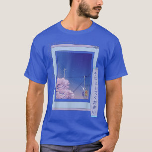 Camiseta Vaporwave Japanese Night City Cherry Blossom Brows