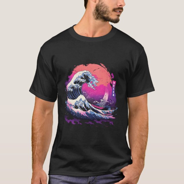 Camiseta Vaporwave Japonês Kanagawa Onda Grande Novidade Da (Frente)