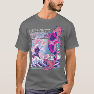Camiseta Vaporwave Japonês Koi Sakura Cherry Blossom Nishi
