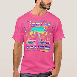 Camiseta Vaporwave Jesus, 80 anos, salva vôlei