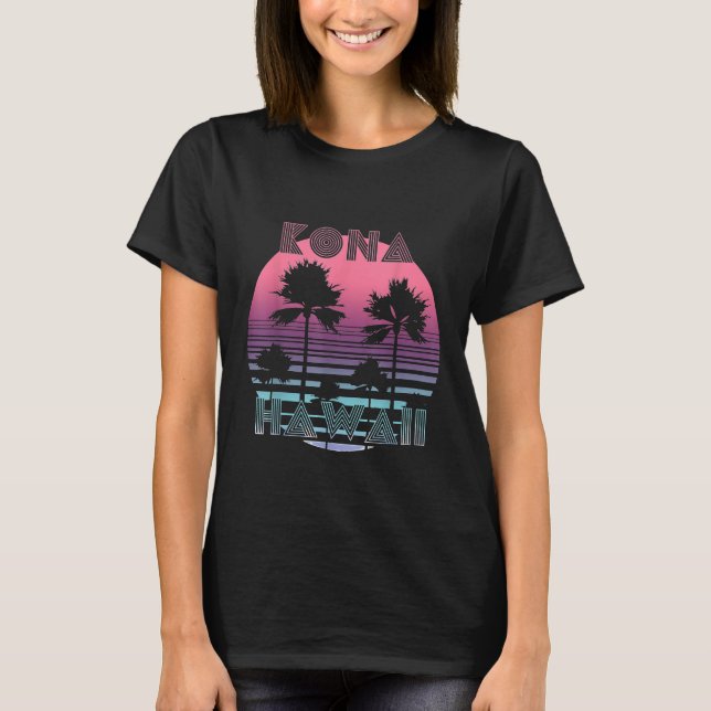 Camiseta Vaporwave Kona Hawaii Sunset Sun Surf Thback Re (Frente)