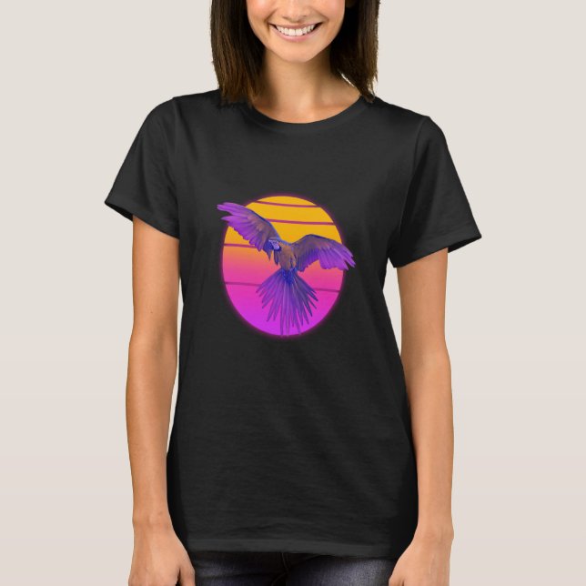 Camiseta Vaporwave Macaw Parrot Tropical Bird Birdwatching (Frente)