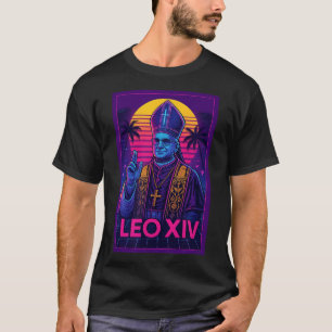 Camiseta Vaporwave Papa Leo Xiv _ Católico Retrofuturista