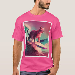 Camiseta Vaporwave Psychedelic Punk House Cat Surfing Em